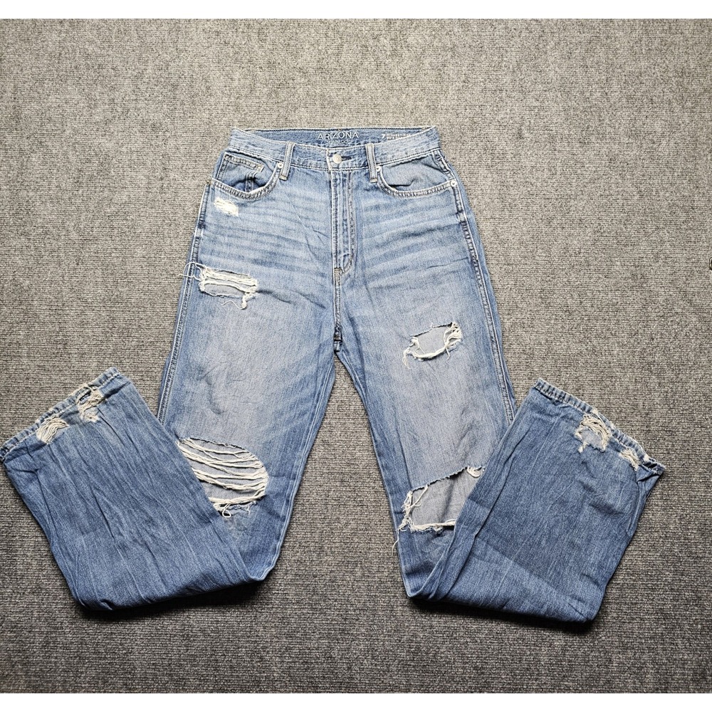 Arizona Jean Co Highest Rise 90s Dad Jeans Distressed Blue Denim Size 7